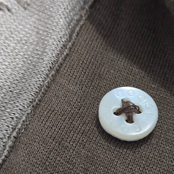 Vintage Coogi Knit Polo Shirt Brown Neutral Textured Logo Y2K Henley Cotton XXXL - Picture 8 of 12